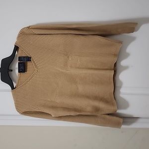 CRAZY HORSE a Liz Claiborne Company Camel Tan Cotton Ribbed Sweater Size XLP